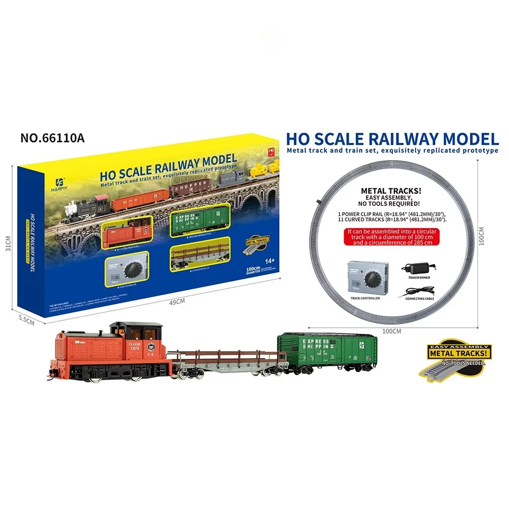 HO Scale Metal Rail Train Model 1/87 Vintage Simulation Steam Locomotive Model Set with Electric Control Collection Model Toys