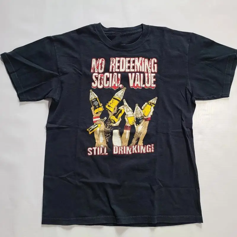 No Redeeming Social Value Still Drinking Bottle Graphic T-Shirt