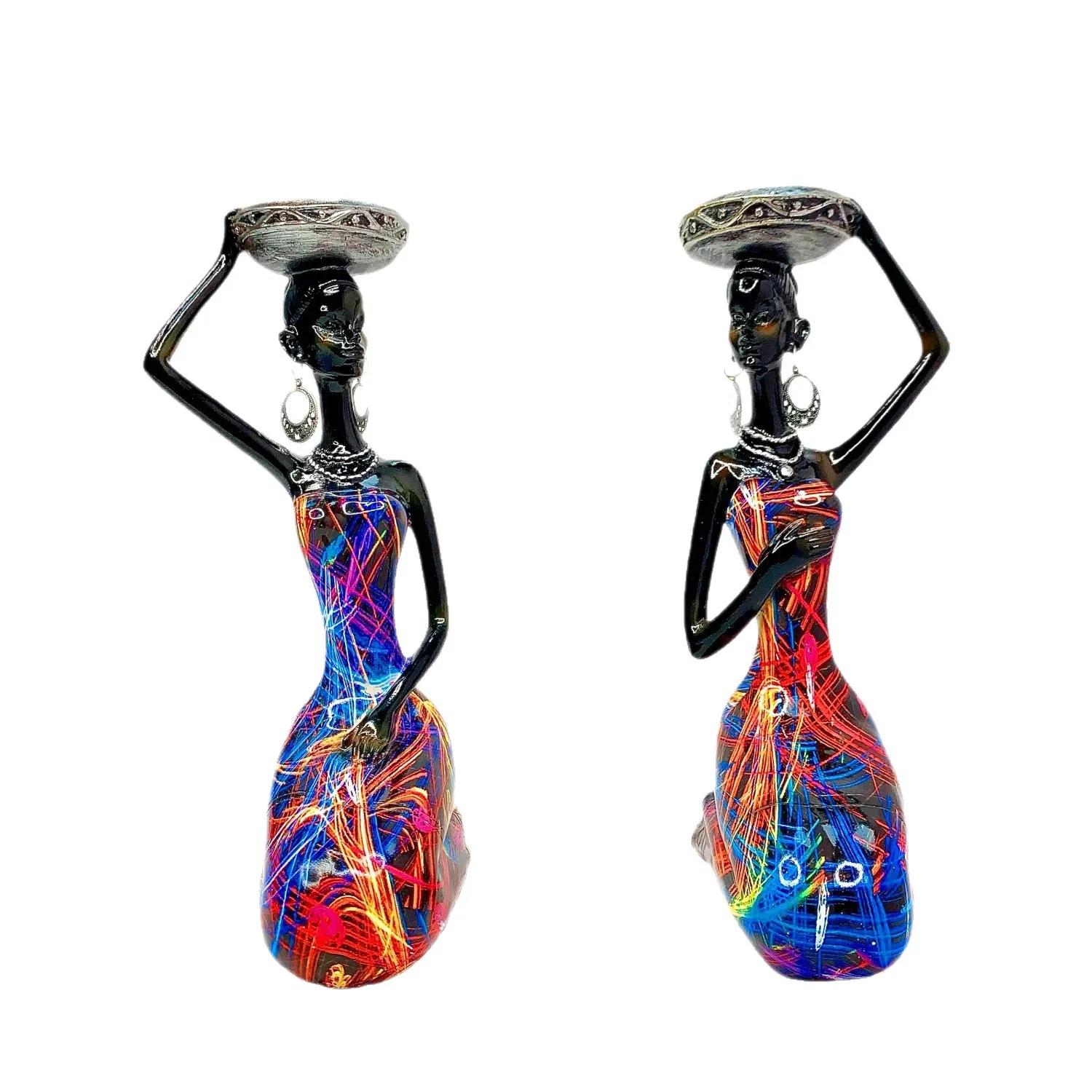 *qa Set of 2 Transfer Print African American Figurine Candleholder Creative Artistic HomeDesktop Living Room Bar Decoration#