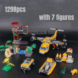 1298pcs Jungle Air Drop Helicopter Building Blocks 60162 Model Bricks Toys for Children Gift