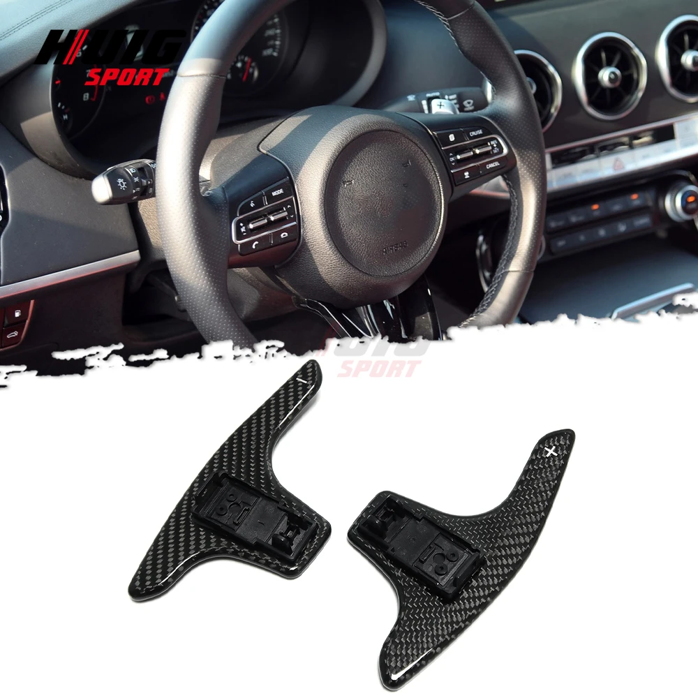 

Carbon Fiber Car Inner Steering Wheel Shift Paddle Shifter Extended Cover Trim For KIA Stinger GTS GT Line Hatchback 2018-2022