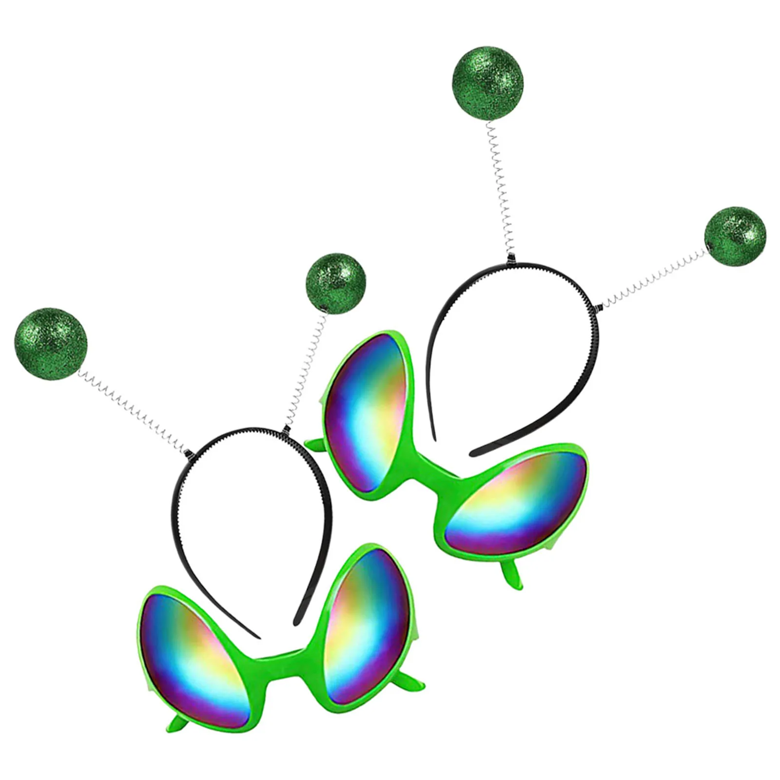 

2 set Alien Headband Glasses Set Rainbow Lens Costume Accessory Party Decoration Kids Adult Fun Prop Lightweight