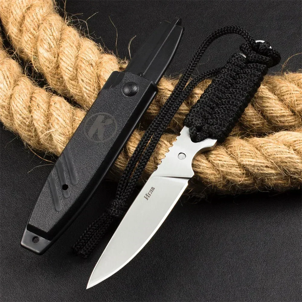 Russian Kizlyar Igla Fixed Blade Tactical Knife Carbon Steel Blade Paracord Handle Outdoor Rescue Knives With ABS Sheath&Rope