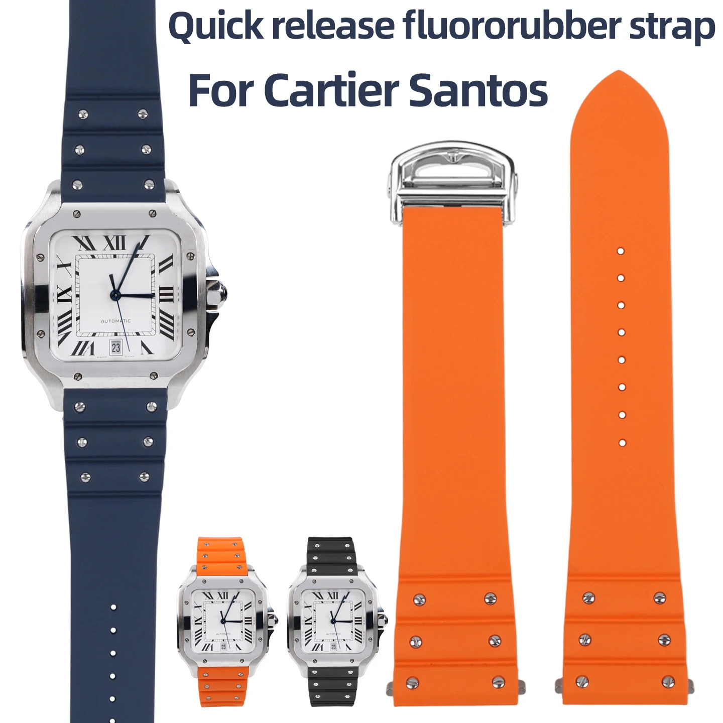 High quality FMK sports waterproof strap for Cardy Santos quick release rubber strap SANTOS Santos special tape 1904 men 21mm
