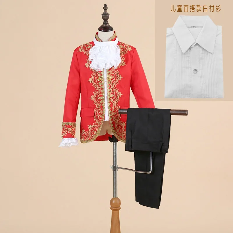 Victorian Prince Costume Kids Boys Formal Dress Outfit Stage Performance Medieval Noble Blazer Suit Court Jakcet Halloween view 6