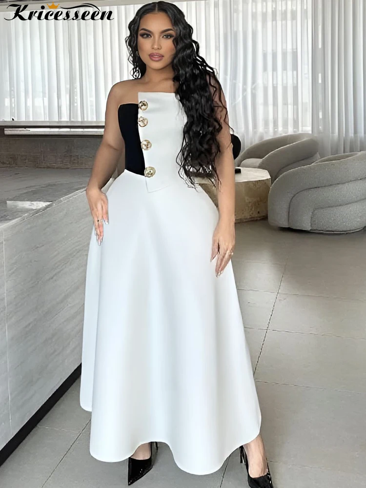 

Kricesseen Womens Button-Up Crop Top And High Waist A-Line Maxi Skirt 2 Piece Set Holiday Outfits Streetwear Night Club Outfits