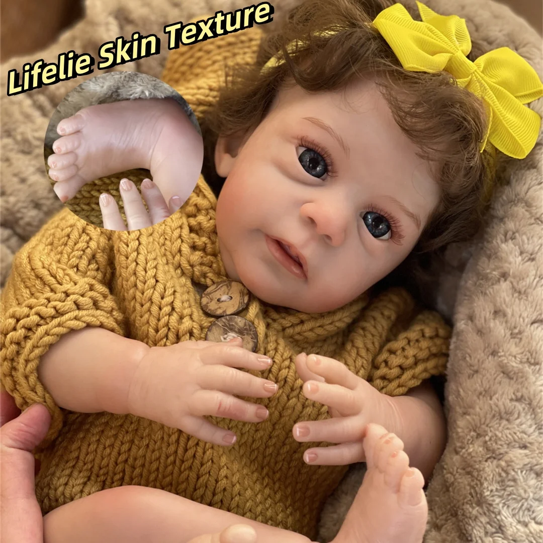 

45cm Mika Open Eyes Reborn Doll With Soft Cloth Body Handmade Rootd Hair 3D Painted Skin Lifelike Realistic Reborn Baby Dolls