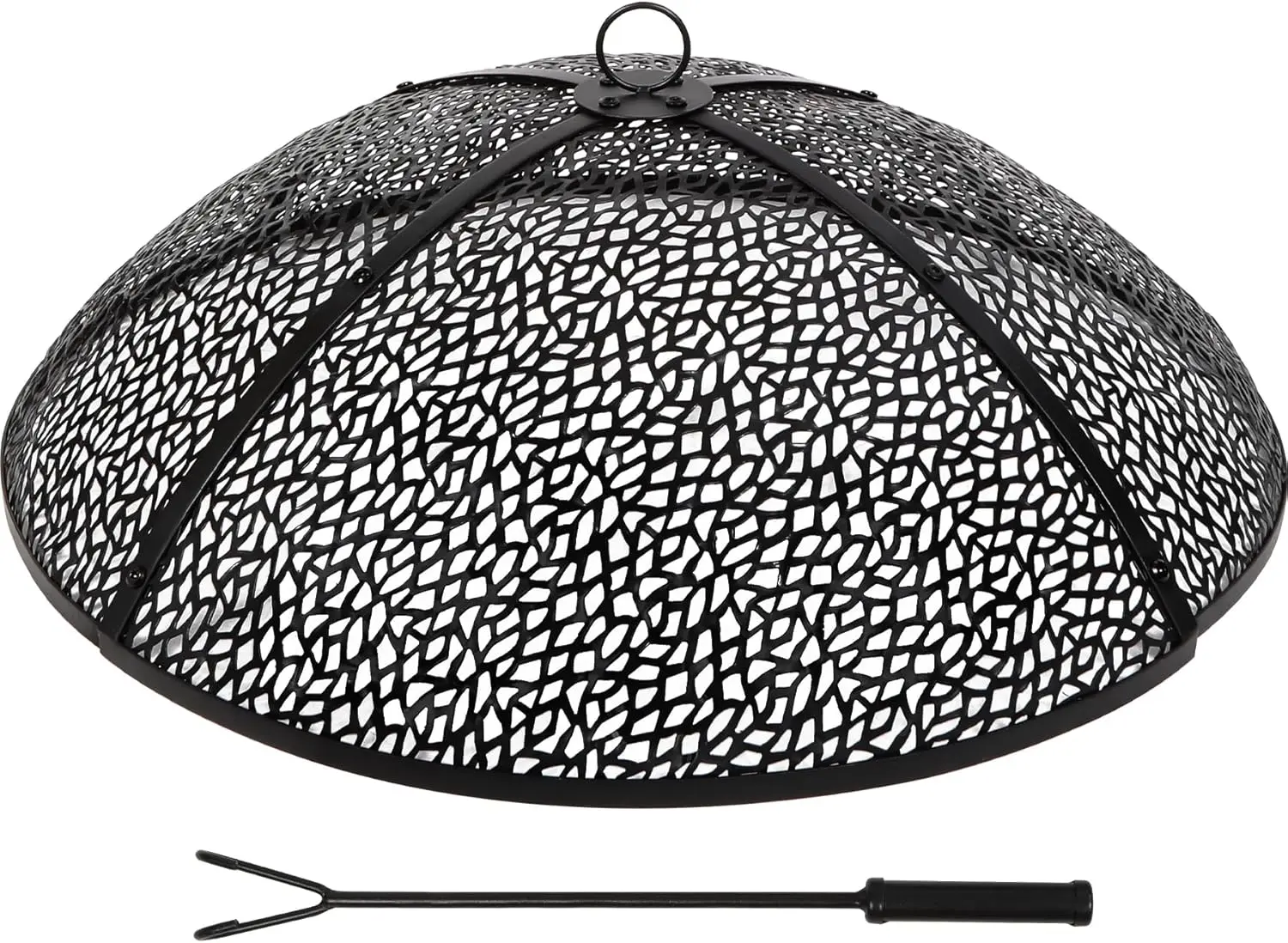 

30Inch Fire Pit Spark Screen, Collapsible Fire Pit Screen Round with Handle, Heavy Duty Iron Fire Pit Cover Mesh Round Replac