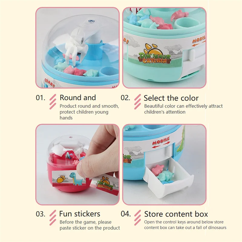 1 Set Mini Claw Machine With Mini Dinosaur Figures Claw Machine Prizes,Mini Claw Game Miniature Novelty