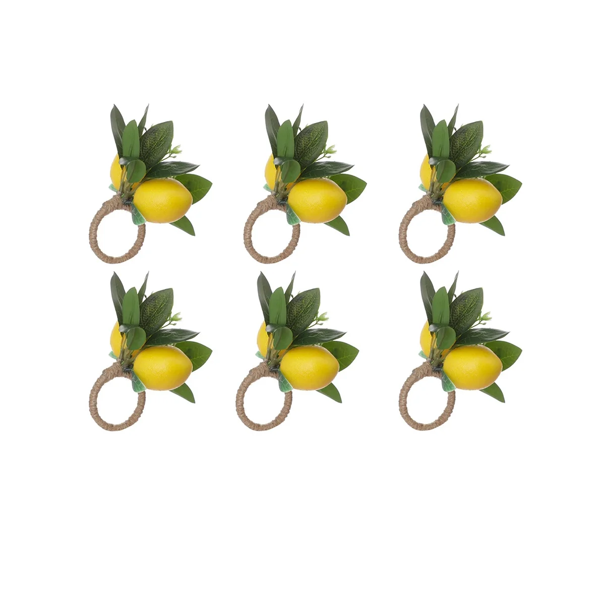 Set cincin serbet Lemon 6 ", pemegang serbet daun anggur Lemon untuk dekorasi meja makan pesta pernikahan ulang tahun Natal B