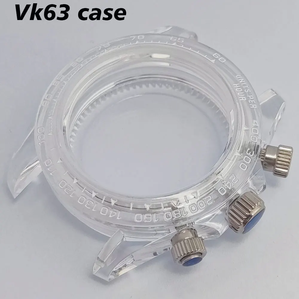 

Корпус VK63, акриловый корпус 39 мм, прозрачный корпус, подходит для циферблата 29,5 мм, циферблат, мужской элитный корпус для часов, корпус с кварцевым механизмом