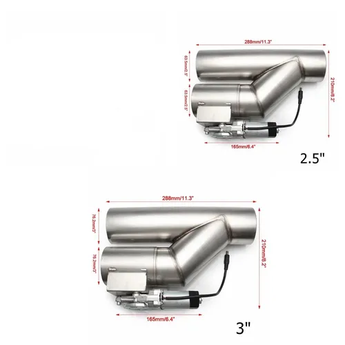 Imagen 2 del producto Kit de recorte de escape eléctrico Universal de 2,5 ""y 3"", válvula de Control de escape de tubo Y, interruptor de sistema de válvula única con Kit de Control remoto