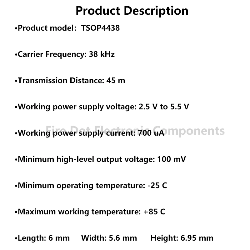 10 pieces/batch TSOP4438 TSOP4438RF1 TSOP4438S01 TSOP4438SS1F Infrared emission receiver