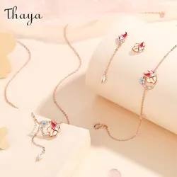 Thaya S925 Silver Women Jewelry Set Fox Design Luxury Anniversary Pendant Necklace Earring Bracelet Fashion Wedding Party Set