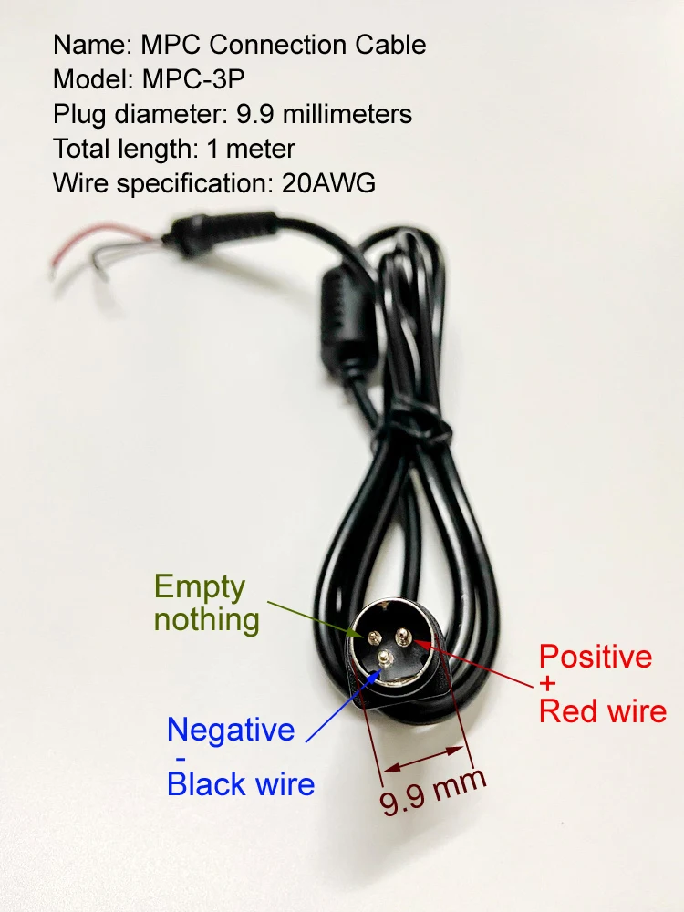 MPC Miniature Power Plug DC Power Cable 3P 4P Plug Direct Current Power Connection Line for Electronic Components