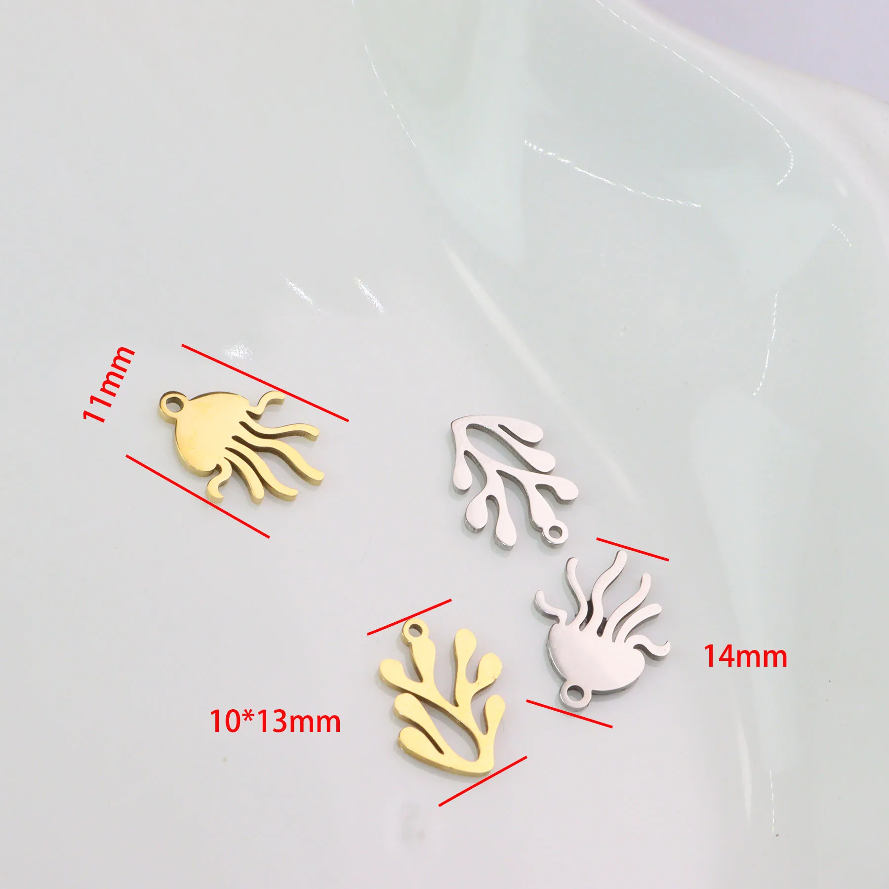 10pcs Stainless Steel Sea Motif Fashion Jewelry Charms Pendant DIY Handcraft  Vacuum Plate Waterproof Antiallergic