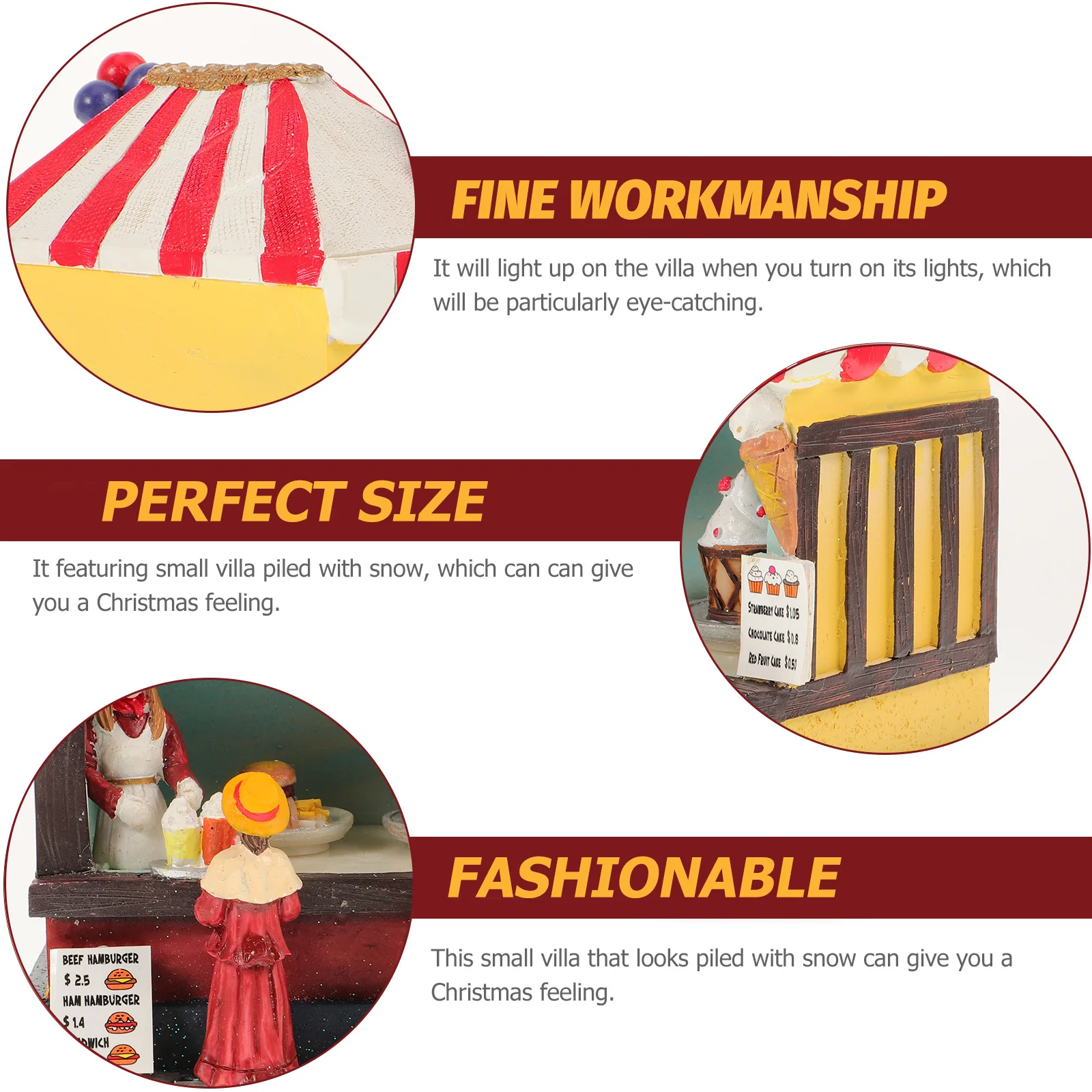 

Christmas Resin Glowing House Craft for Desktop Festival Wedding Decoration LED Lighted Xmas Luminous Villa Snow Pile