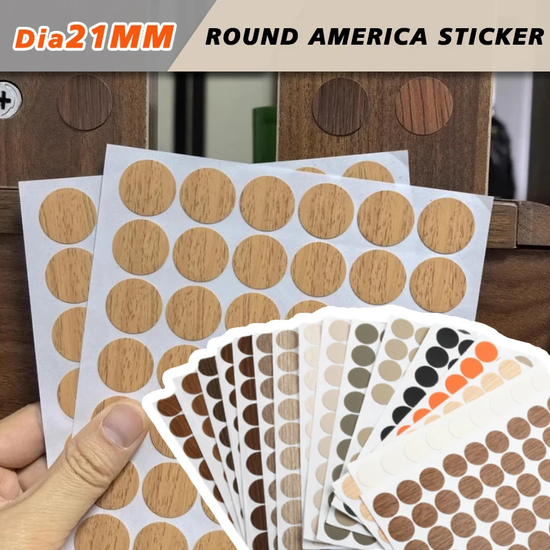 21mm 54Pcs PVC Furniture Sealing Stickers Decorative Films Screw Cap Cover Desk Cabinet Hole Ornament Wall Home Decoration