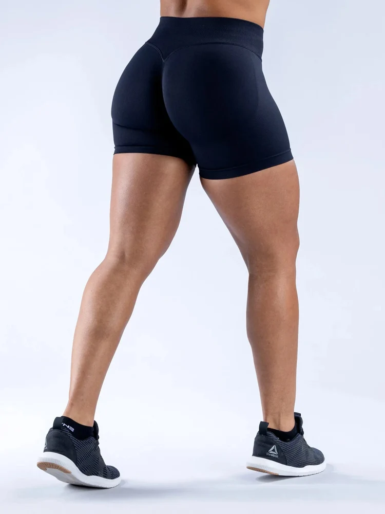 Impact Gym Shorts Women Fitness Sports Biker Shorts 4.5" Low Ribbed Band Yoga Shorts Workout Scrunch Butt Seamless Leggings image 3