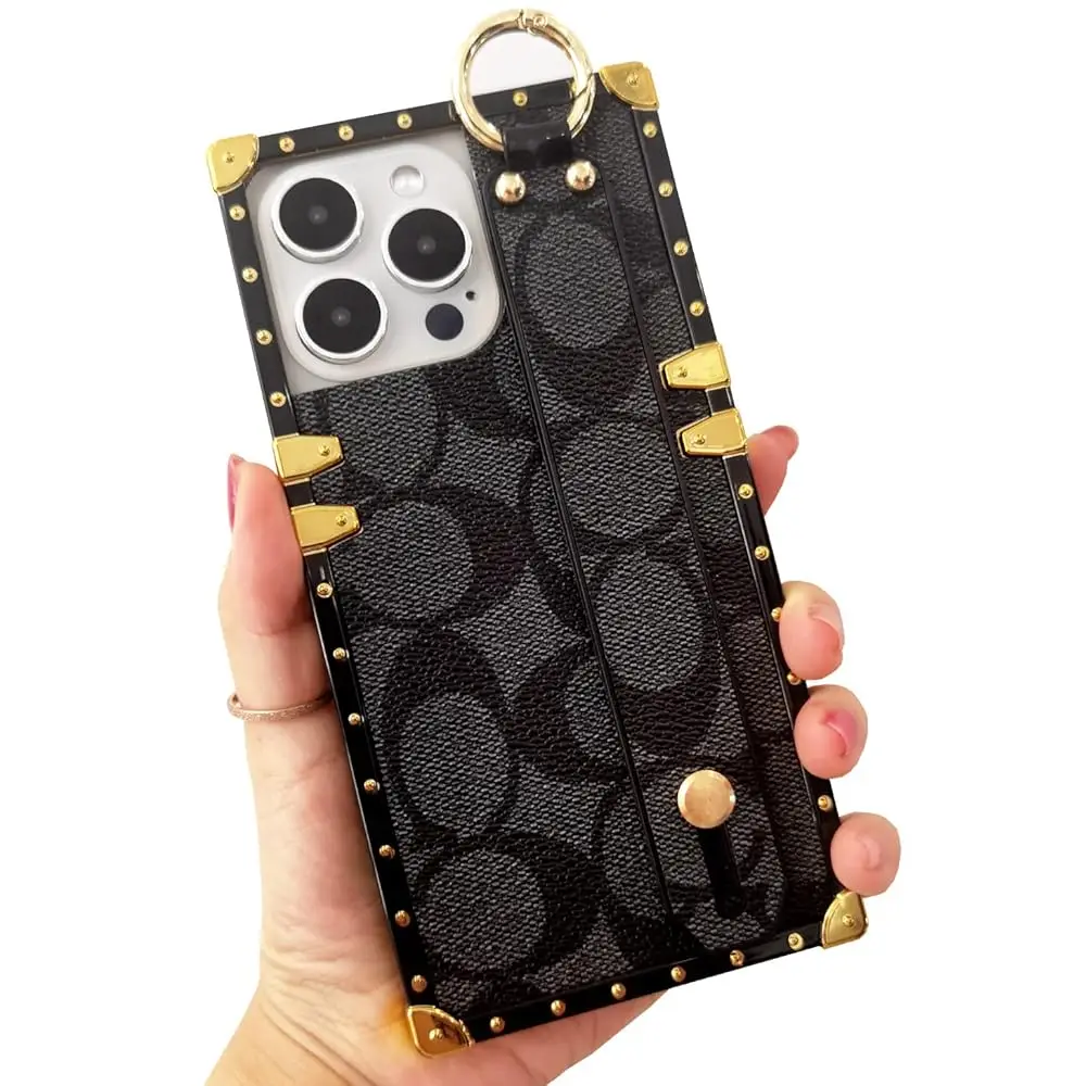 

Designed for Samsung Galaxy S23 Plus/S23+ Case with Wristband Strap Anti Drop Protective Designer and Luxury Rectangle Leathe