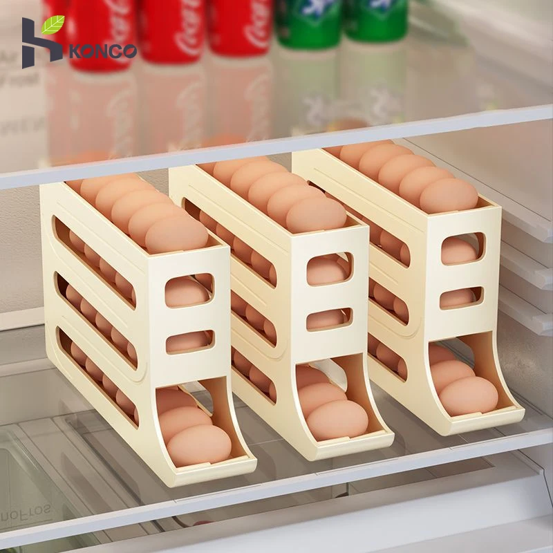 Rolling Egg Dispenser Automatic Rolling Egg Storage Container for Refrigerator Space Saving Egg Organizer Tray Egg Holder