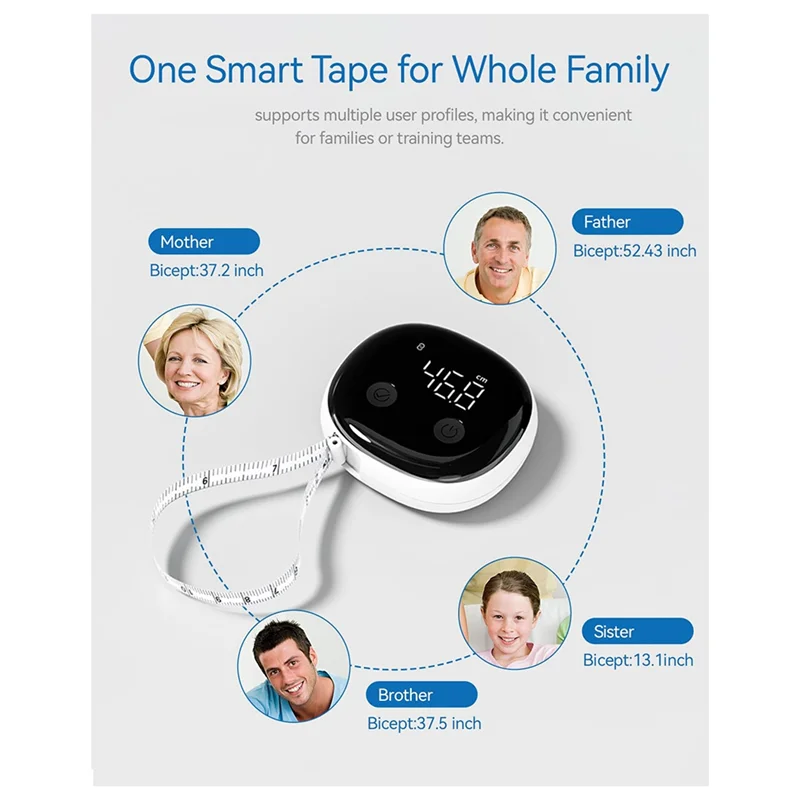 BHBD-Smart Body Maßband mit APP, Bluetooth Body Maßband für Fitness, Gewichtsverlust, Messung, LED-Anzeige
