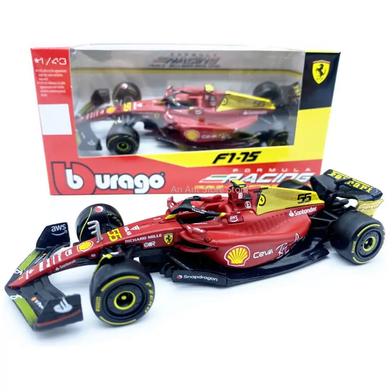 Bburago 1:43 75th Anniversary #16 #55 Leclerc Sainz 2022 F1 Scuderia Ferrari F1-75 Alloy Luxury Vehicle Diecast Cars Model Toy