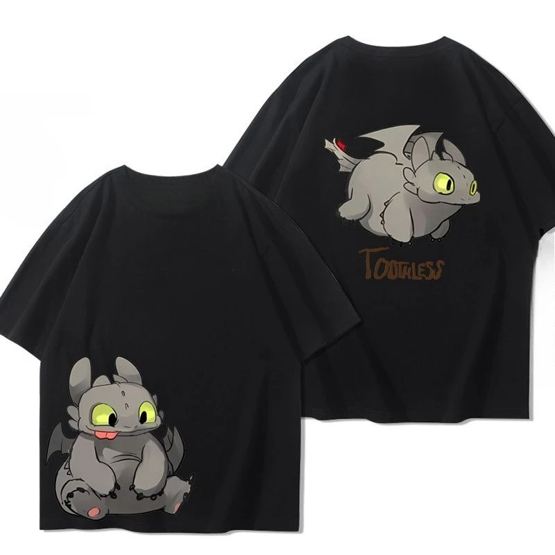 Miniso كيفية تدريب التنين الخاص بك بلا أسنان الصبي إيدي بيكاتشو حول قصيرة الأكمام الرجال والنساء الصيف القطن تي شيرت الاتجاه #3