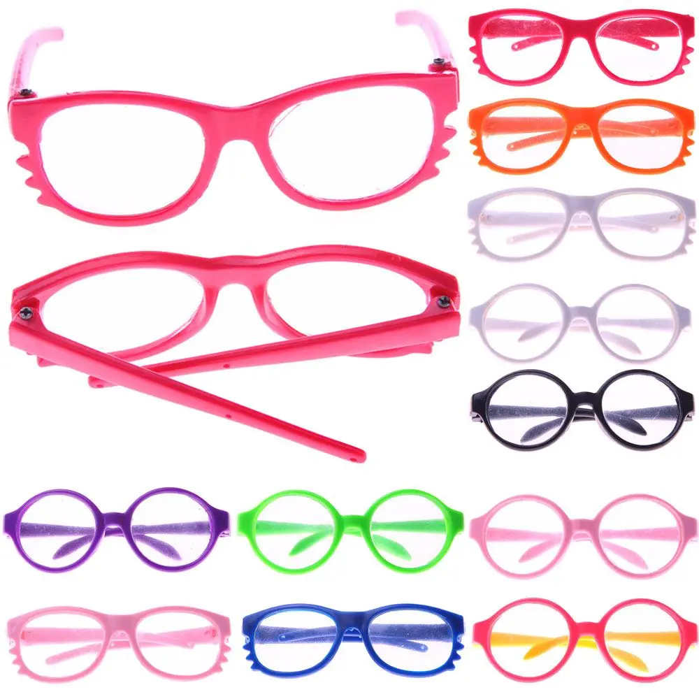 Dolls Fashion Cool Eyeglasses Dolls Accessories Toys Clothes Playing House Miniature Doll Glasses Clear Lens Round Frame Eyewear