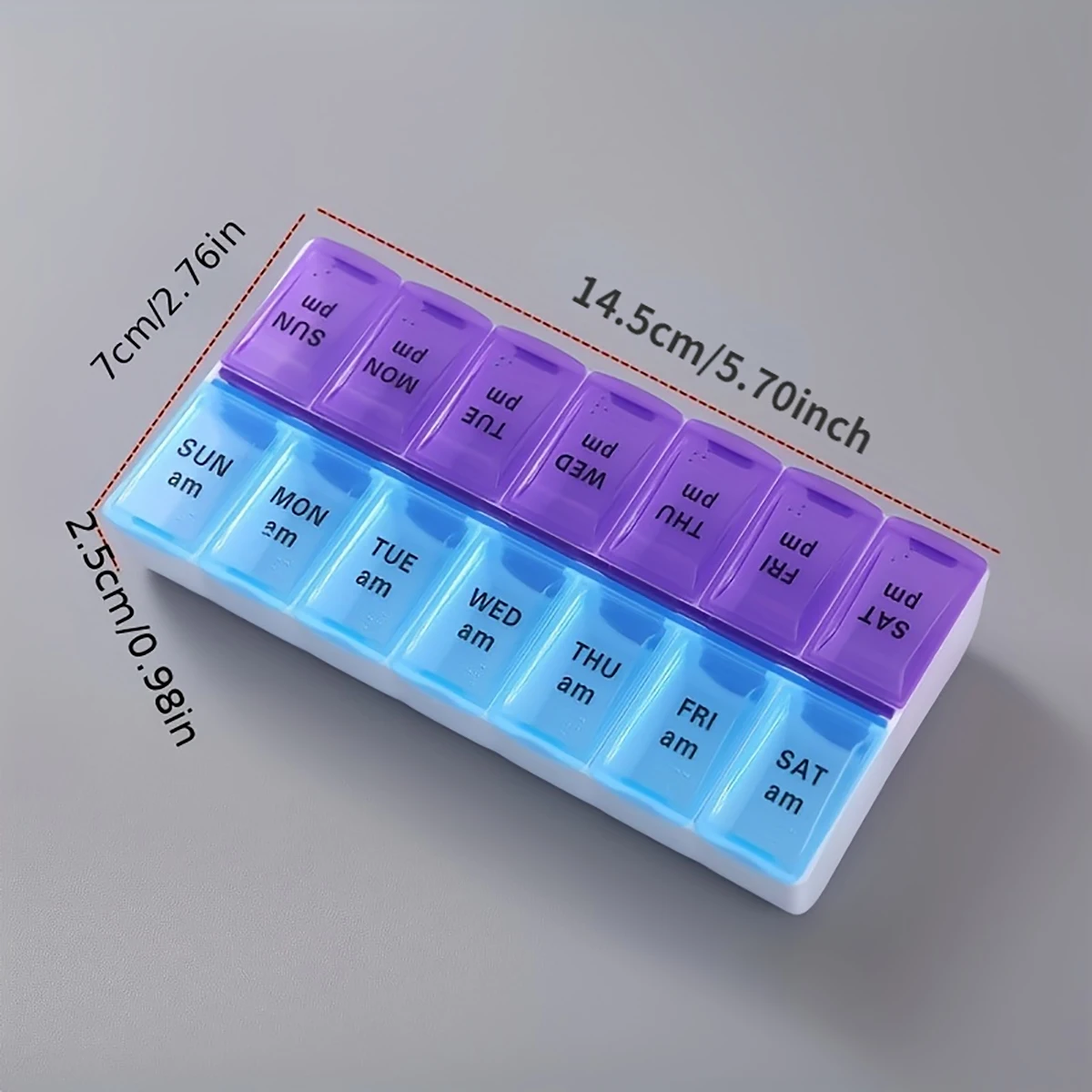 1 Portable Medicine Box, Medicine Pile Sorting Box, 7 Daily Compartments, Am Pm Slots, Weekly Dose Container, Medicine Pile Rack