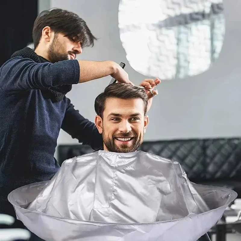 Hair Cut Umbrella Capes Haircut Cloak Cloth Hair Dye Three-Dimensional Breathable Household Haircut Cloak Foldable Haircut Tool+
