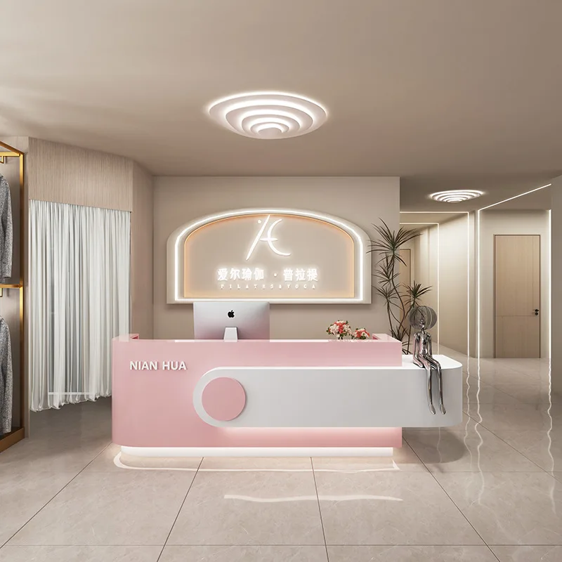 Light Luxury Reception Desks Fashion Creativity Clothing Store Atmosphere Reception Desk Office Furniture Meja Penerimaan YS40CC
