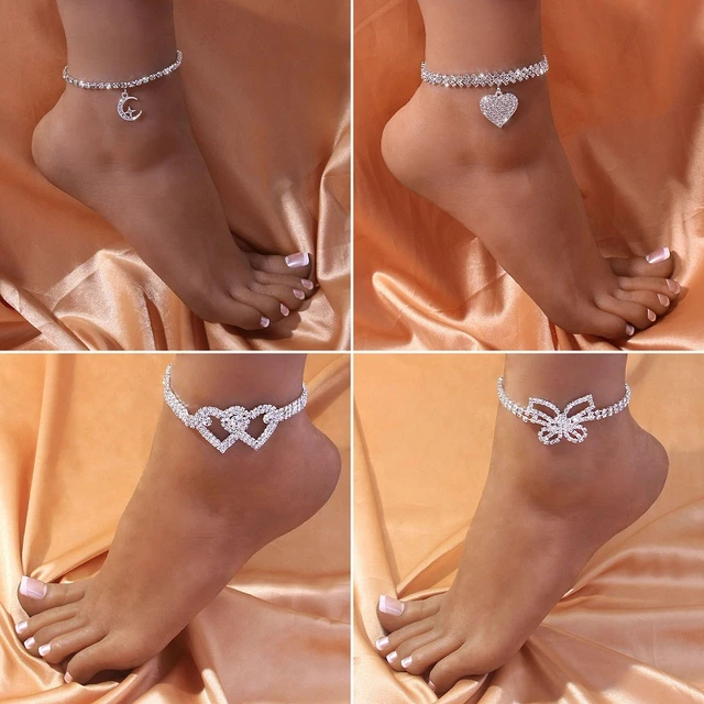 New Fashion Luxury Zircon Anklets For Women Crystal Moon Star Heart Butterfly Ankle Bracelet Rhinestone Leg Chain Beach Jewelry AliExpress