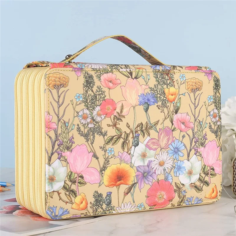 منظم مقلمة ملون 250 فتحة مع 5 طبقات بسحاب - حقيبة تخزين أقلام ذات سعة كبيرة للفنان الطالب