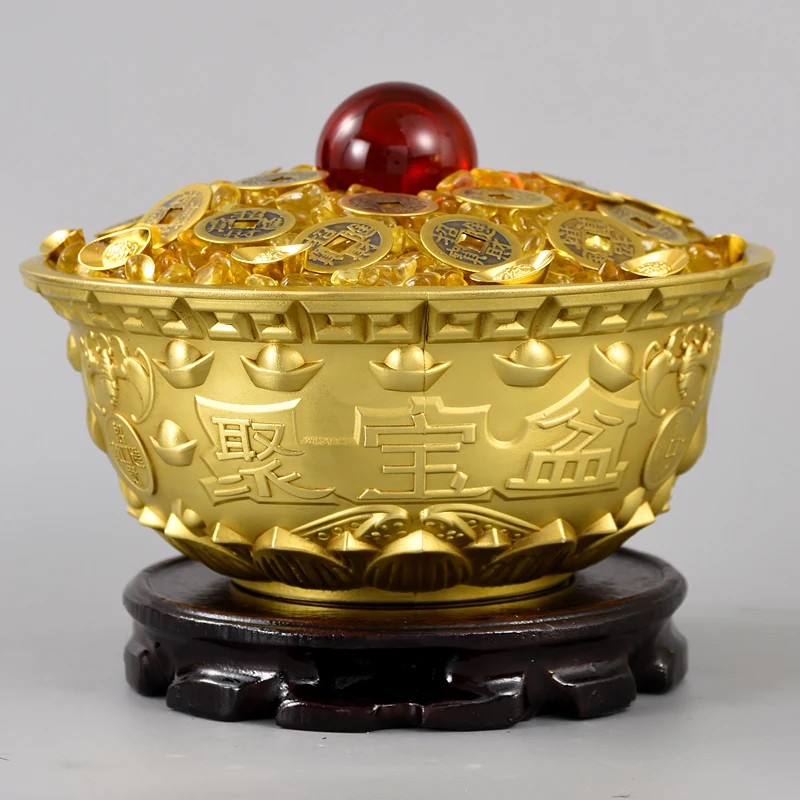 Southeast Asia HOME Exorcise evil spirits talisman Company SHOP Recruit money GOOD LUCK Crystal FENG SHUI Copper treasure bowl