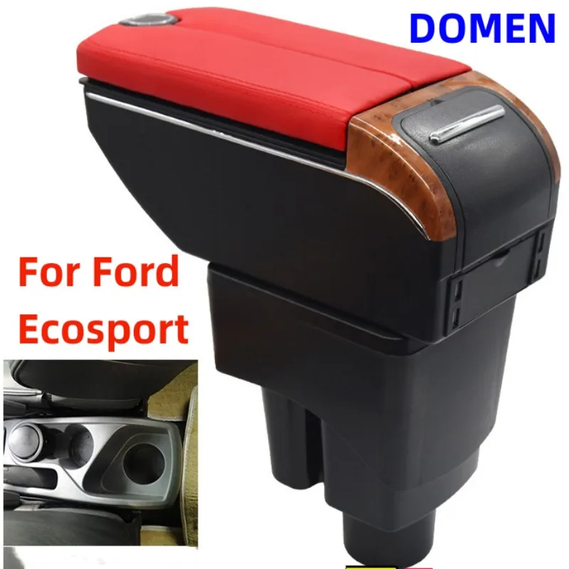 

New For Ford Ecosport Double open armrest box Interior Parts Car Central Store Content With Large Space Dual Layer USB Charging