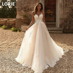 LORIE A-line Flowers Appliques vestidos de novia Wedding Dress Spaghetti Strap Bridal Gowns Sweetheart Wedding Gown Customized