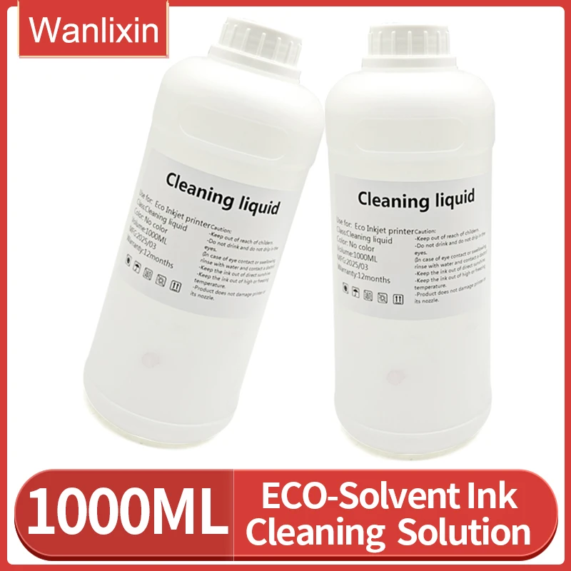 

1000ML Eco-Solvent Ink Cleaning Solution For Epson Roland Mimaki Mutoh DX5 DX7 TX800 XP600 5113 I3200 Printhead Cleaning Liquid