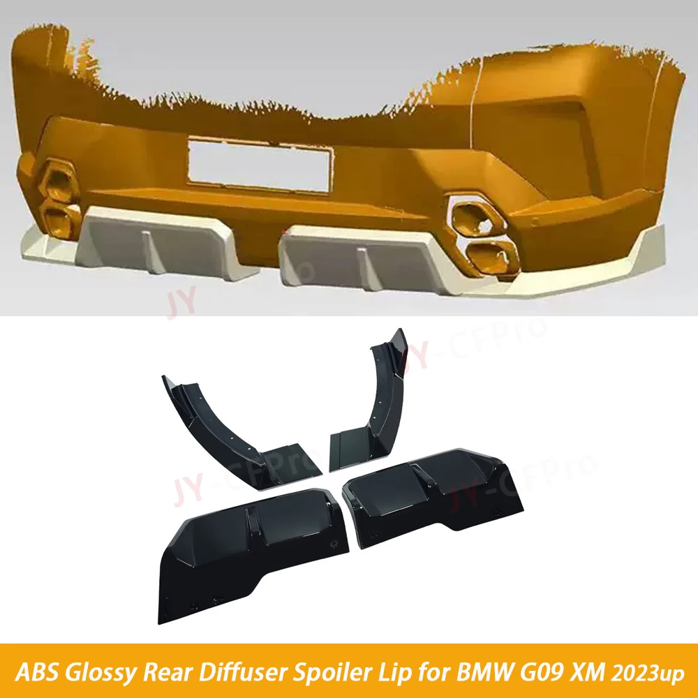 for BMW G09 XM 2023-2025 ABS Rear Bumper Diffuser Spoiler Lip Side Splitter Plate Boot Bracket Guard Cover Body Kits