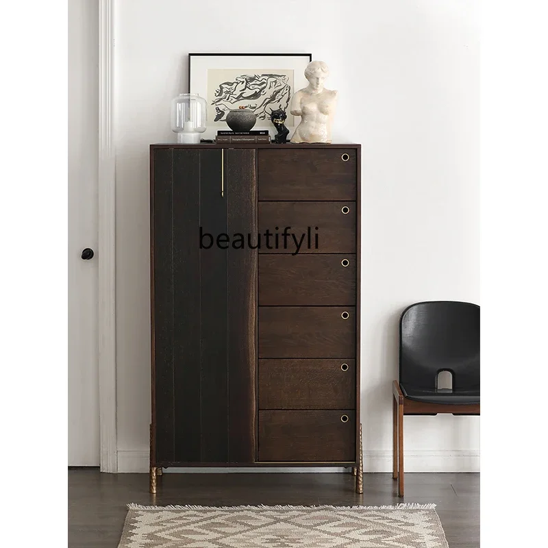 

zxqNordic solid wood cupboard multifunctional living room storage floor-standing drawer storage cabinet retro oak sideboard