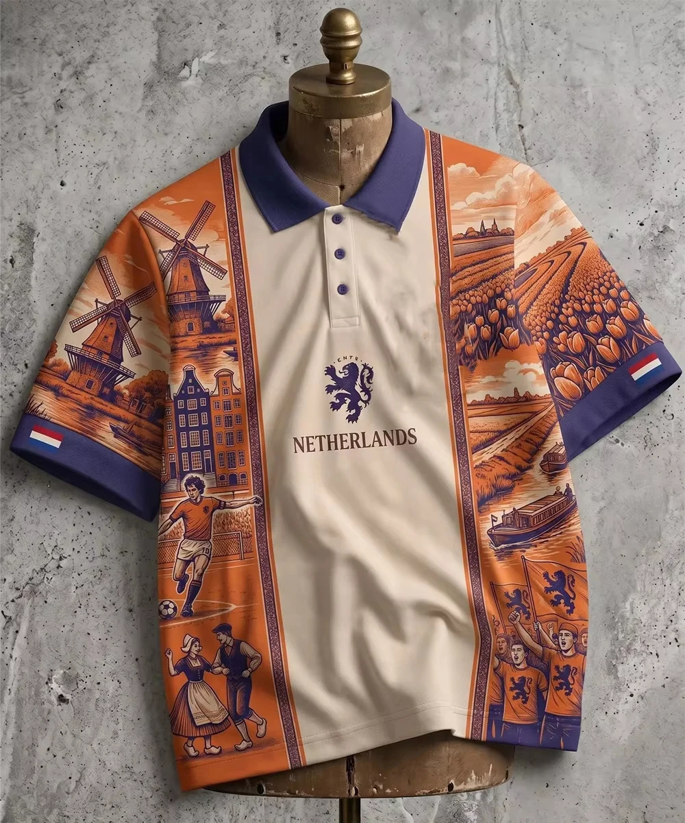Men's Retro Business High-End Polo Shirt Norway Jersey Oversized Casual Comfortable Fashionable Sports Top