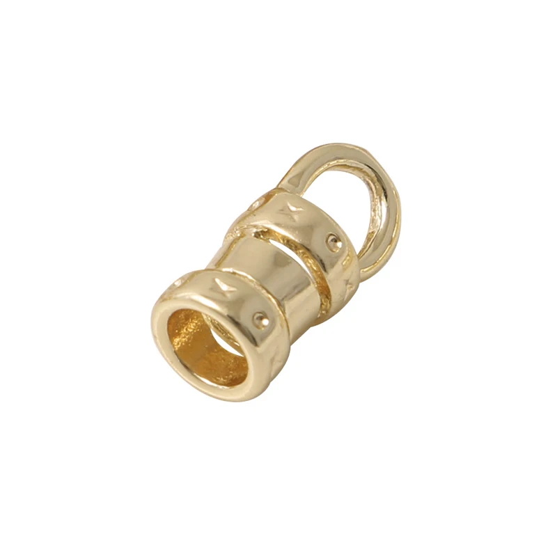 20Pcs 18K Gold Plated Brass Crimp End Caps with Loop Tube Barrel Chains Ends Cap for Diy Leather Cords Bracelet Jewelry Making
