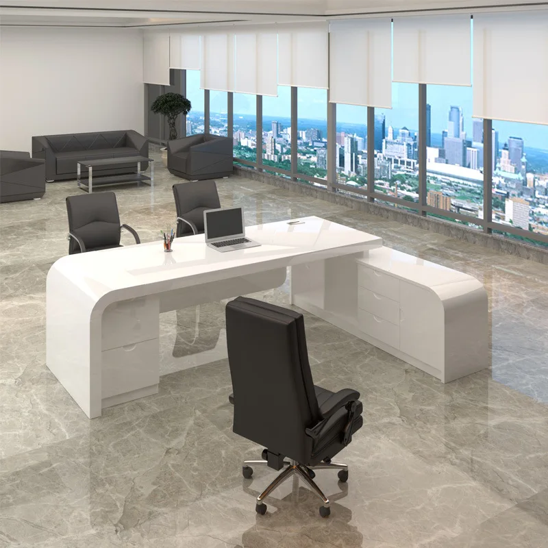 LTT boss desk fashion paint white creative light luxury president manager desk and chair