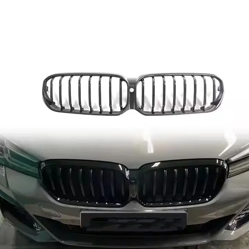 

G30 Mono Slatted Front Kidney Grille Dry Carbon Fiber For BMW 5 Series G38 LCI 530i Sedan 2021-2023 (ACC Version)