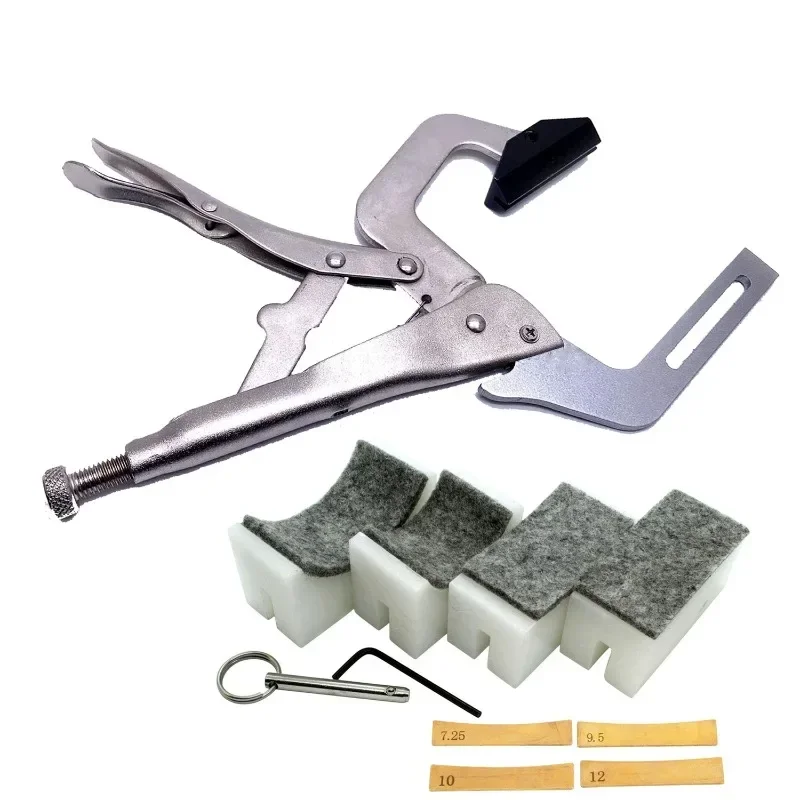 Handheld Fret Press Tool with 4 Radius Inserts - Guitar Luthier Repair Set for Fret Installation & Neck Support