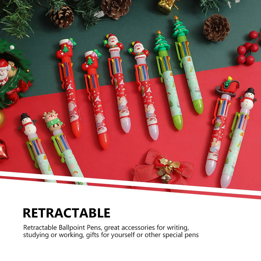 

6Pcs Christmas Ballpoint Pens Cartoon Retractable Writing Pens Student Office Smooth Ink Xmas Gifts Xmas Gifts