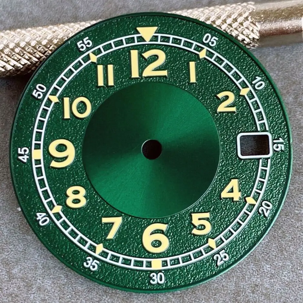 29mm Black Green Texture Super Luminous Dial Fit Japan NH35A NH36A Mens Watch