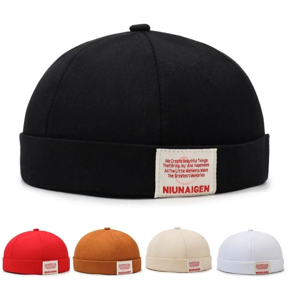 Fashion Hip Hop Beanie Street Hat Letter Embroidery Adjustable Skullcap Casual Solid Color Brimless Docker Cap Outdoor