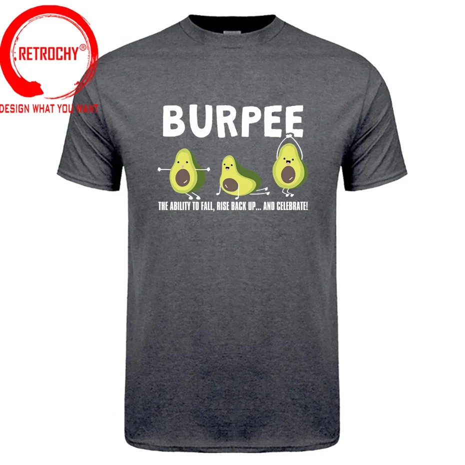 Funny The Ability To Fall Burpee Avocado Weightlifting T-Shirt Fun Anime Yogaic Avocado T Shirt Men Boys Fashion Casual Clothing