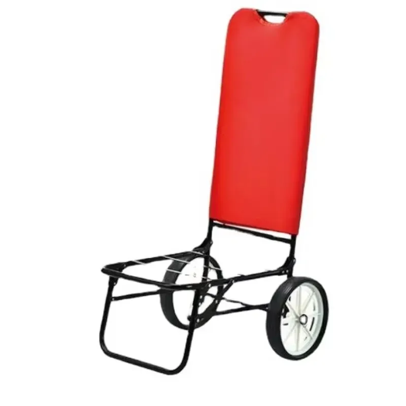Custom Durable Portable Beach Chair Cart Double Wheel Steel Folding Trolley